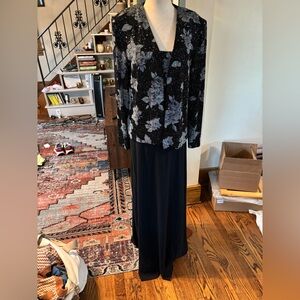 Alex Evenings Dress Women's Size 12 Black White Sparkle Mother of Bride